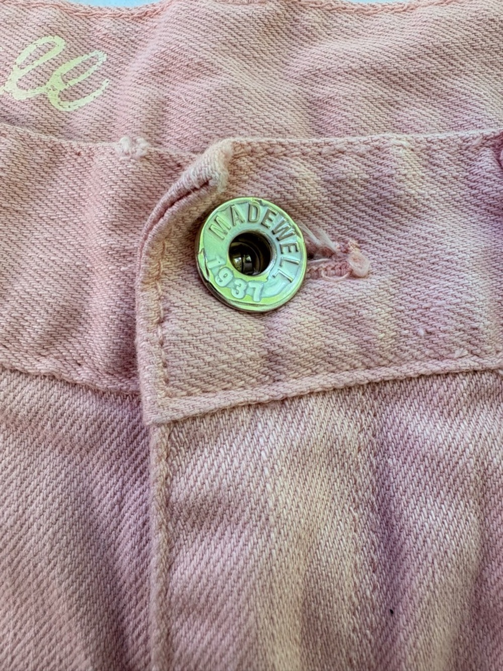 Madewell Pastel Pink Denim Shorts Size 27 - Grannycore Whimsy Distressed Cutoffs - Picture 3 of 11